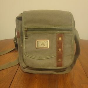 Triple Tree Canvas Crossbody Bag in Olive Green